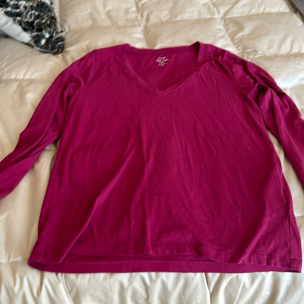 J Crew cotton slub tee pretty Berry size M like new